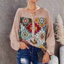 Load image into Gallery viewer, Women's round-Neck Shirt Button Vintage Floral Print Long Sleeves Women's Shirt
