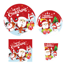 Load image into Gallery viewer, Spot Christmas Decoration Supplies Tableware Paper Pallet Paper Cup Tissue New Year Party Layout Disposable Plastic Tablecloth

