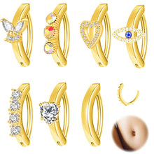 Load image into Gallery viewer, Navel Stud Glossy Stainless Steel Zircon Butterfly Male Umbilical Ring Piercing Jewelry
