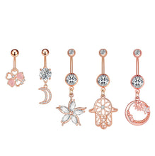 Load image into Gallery viewer, New Five-Leaf Flower Zircon Navel Ring Navel Stud Piercing Jewelry
