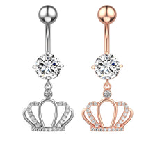Load image into Gallery viewer, New Crown Zircon Navel Ring Navel Stud Human Body Piercing Accessories
