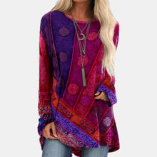 Load image into Gallery viewer, Women's Autumn and Winter Ethnic Style Retro Loose Long Sleeve plus Size Fashion T-shirt
