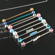 Load image into Gallery viewer, Piercing Jewelry Set Long Brush Holder Stud Earrings Stainless Steel Industrial Bridge
