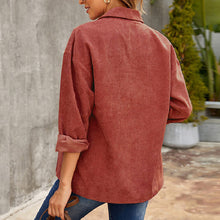 Load image into Gallery viewer, Women's Corduroy Polo Collar Top Pullover Loose Solid Color Shirt Coat
