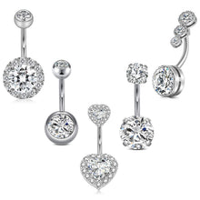 Load image into Gallery viewer, Belly Ring round Copper Inlaid Zircon Navel Stud Copper Navel Buckle Ornament
