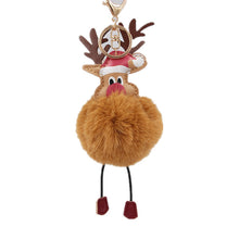 Load image into Gallery viewer, Christmas Elk Fur Ball Keychain Cute Bag Pompons Pendant Pompons Christmas Fuzzy Ball Hanging Drop 5pcs
