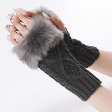 Load image into Gallery viewer, Knitting Wool Gloves Women's Fur Short Oversleeve Rhombus Knitted Warm Open Finger Arm Sleeve
