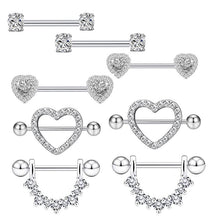 Load image into Gallery viewer, Stainless Steel Zircon 4 Pairs Nipple Ring Sets Diamond-Embedded Adhesive Nail Milk Ornament
