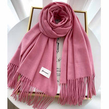 Load image into Gallery viewer, 2023autumn and Winter Cashmere Scarf Texture Solid Color Tassel Warm Long Wrap All-Matching Thickened Couple Scarf
