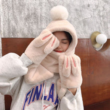 Load image into Gallery viewer, 2021 New Autumn and Winter Plush Scarf Cute Rabbit Ear Thickened Warm Hat Scarf Gloves Integrated
