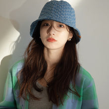 Load image into Gallery viewer, Jean Fisherman Hat Vintage Crumpled Small Plaid Sunshade Bucket Bucket Hat
