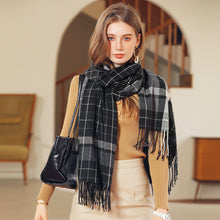 Load image into Gallery viewer, 2023 New Autumn and Winter Plaid Scarf Cashmere-like Tassel Scarf Women's Thick Warm Scarf
