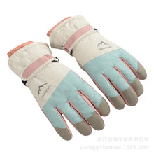 Load image into Gallery viewer, Women's Ski Gloves Fleece Lined Padded Warm Keeping Color Matching Five Finger Full Touch Screen Wind and Skid Cycling Gloves
