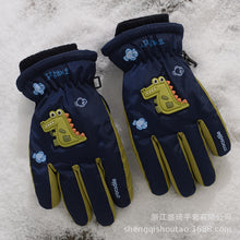Load image into Gallery viewer, Five-Finger Ski Gloves Cute Cartoon Crocodile Rabbit Velvet Thickened Windproof Cycling Non-Slip
