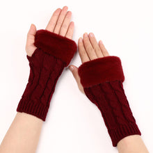 Load image into Gallery viewer, Knitted Flip-up Short Female Couple Arm Sleeve Half Finger Open Finger Wool Keep Warm Gloves
