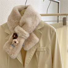 Load image into Gallery viewer, Korean Style Faux Rabbit Fur Scarf Wool Small Flower Autumn and Winter Fur Scarf Female Velvet Scarf Thickened
