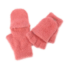 Load image into Gallery viewer, Warm Plush Gloves Student Finger Exposed Flip Gloves Outdoor Gloves Thickened Cold Protection
