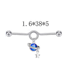Load image into Gallery viewer, Personality Planet Simple and Popular Five-Pointed Star Long Brush Holder Ear Bone Stud Double Hole Earrings
