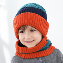 Load image into Gallery viewer, Knitted Hat Children's 2023 Autumn and Winter New Hat Scarf Set Striped Knitted Wool Hat
