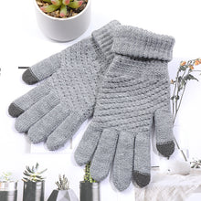 Load image into Gallery viewer, Knitted Solid Color with Fur Warm Student Gloves Men's and Women's Outdoor Riding Touch Screen Gloves Jacquard Gloves
