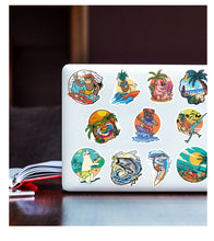 Load image into Gallery viewer, 50pcs Sheets Beach Surfing Outdoor Stickers Summer Beach Graffiti Cartoon Stickers Skateboard Mobile Phone Decoration Sticker
