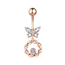 Load image into Gallery viewer, Butterfly Zircon Navel Ring Navel Stud Piercing Jewelry
