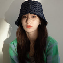 Load image into Gallery viewer, Jean Fisherman Hat Vintage Crumpled Small Plaid Sunshade Bucket Bucket Hat
