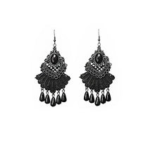 Load image into Gallery viewer, Black Lace Earrings Earrings Antique Ornament
