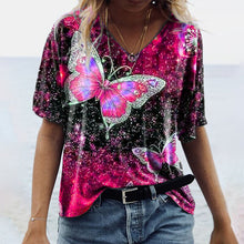 Load image into Gallery viewer, Women's Spring and Autumn Five-Quarter Sleeve Butterfly Print Top for Women
