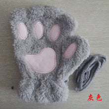 Load image into Gallery viewer, Women's Autumn and Winter Korean-Style Cute Girls' Open Finger Thickened Warm Hand-Shaped Brush Plush Half Finger Gloves
