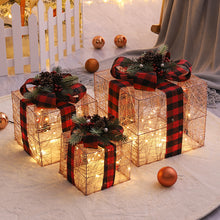 Load image into Gallery viewer, Christmas Gift Box Pile Head Christmas Decoration Luminous Gift Box Three-Piece Set Window Courtyard Layout Props
