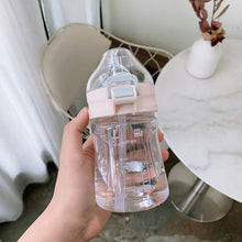 Load image into Gallery viewer, Water Bottle Straw  Plastic Female Student Fresh with Rope Handle Scale Adult Men Bounce Cover Sports Carry-on Cup
