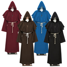 Load image into Gallery viewer, Halloween Cosplay Costume Medieval Monk Costume Monk Robe Wizard Costume Clerical Dress Christian Suit
