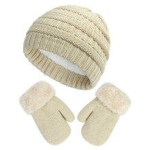 Load image into Gallery viewer, New Children's Hat Gloves Set Boys and Girls Knitted Hat Fleece-Lined Knitting Glove Bag Set 2-Piece Set
