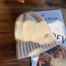 Load image into Gallery viewer, Hat Female Autumn and Winter Korean Style All-Matching Solid Color Digital Ins Knitted Hat Warm Korean Fashion Cute Wool Hat

