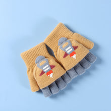 Load image into Gallery viewer, Winter Children's Flip Gloves Student Half Finger Cartoon Cute Baby Thick Gloves
