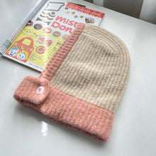 Load image into Gallery viewer, Color Matching Hat Female Autumn and Winter Neck Protection Thermal Knitting Woolen Cap Korean Style Riding Windproof Button Sleeve Cap

