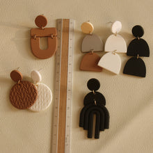 Load image into Gallery viewer, Clay Texture Acrylic Earrings Long Contrast Color Solid Color Combination Earrings
