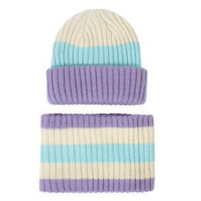 Load image into Gallery viewer, Knitted Hat Children's 2023 Autumn and Winter New Hat Scarf Set Striped Knitted Wool Hat
