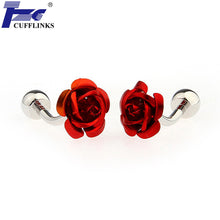Load image into Gallery viewer, French Cufflinks Cuff Cufflink Men's Wedding Cufflinks Rose Red
