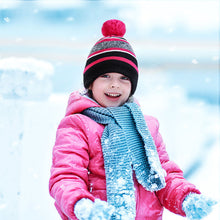 Load image into Gallery viewer, Gloves Two-Piece Set Winter Fleece-Lined Warm Children's Five-Finger Knitted Cold-Proof British Hat
