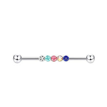 Load image into Gallery viewer, Ear Studs 14G External Thread Piercing Jewelry Ear Bridge Double Ear Piercings Straight Rod Zircon Earrings
