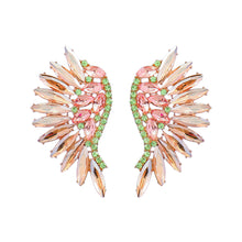 Load image into Gallery viewer, Colorful Crystals Exaggerated Famous   Fan Wing Earrings Fashion Stud Earrings Bohemian Style
