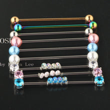 Load image into Gallery viewer, Piercing Jewelry Set Long Brush Holder Stud Earrings Stainless Steel Industrial Bridge
