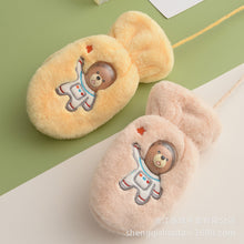Load image into Gallery viewer, Winter New Children's Rex Rabbit Fur Cute Cartoon Three-Dimensional Space Bear Mittens Fleece-Lined Thickened Gloves
