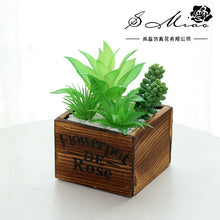 Load image into Gallery viewer, Square Wooden Basin Succulent Combined Green Plants Artificial Plant Creative Decoration Flower Bonsai Flower
