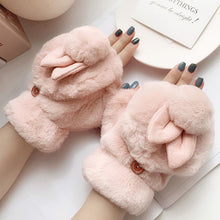 Load image into Gallery viewer, Cute Girl Student Cute Rabbit Flip Open Finger Plush Fleece Warm Gloves

