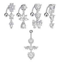 Load image into Gallery viewer, Collapsable Pole Zircon Navel Ring Navel Stud Piercing Jewelry
