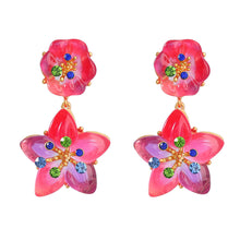 Load image into Gallery viewer, Five-Pointed Star Resin Diamond Flower Earrings Female Bohemian Ethnic Girls Earrings
