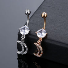 Load image into Gallery viewer, Fashion New Belly Umbilical Ring Navel Buckle Navel Stud round Hanging Moon Umbilical Ring
